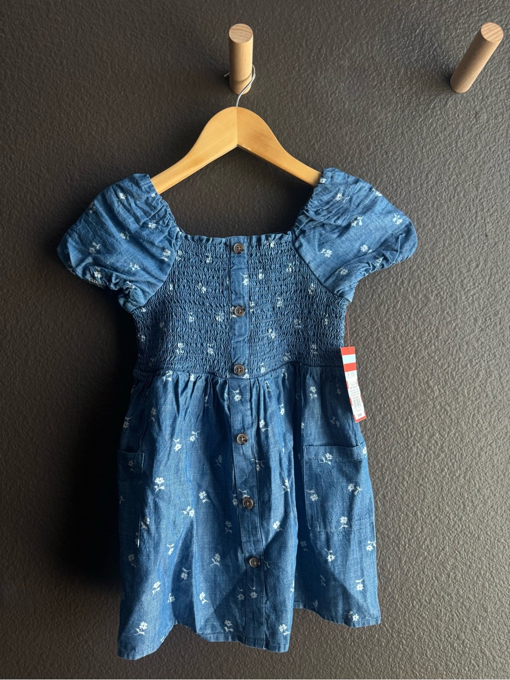 Cat & Jack Blue Floral Button-Front Denim Dress